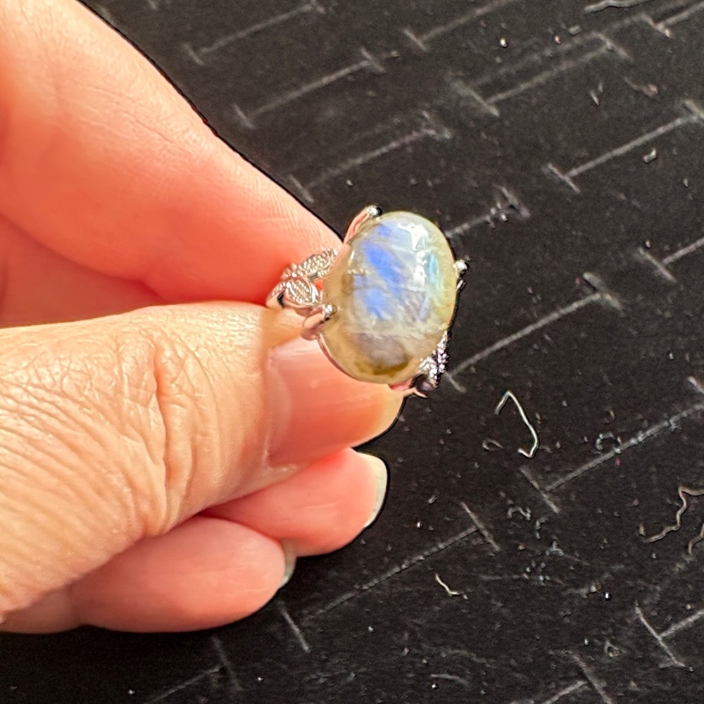 Labradorite Silver Plated Adjustable Ring - image 1